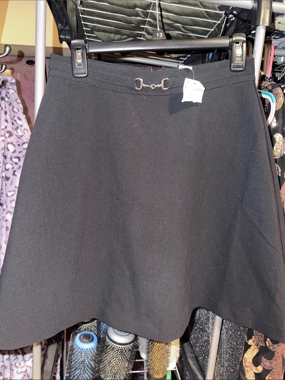 NWT H&M Black A-Line Skirt with Decorative Buckle